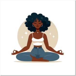 Black woman doing Yoga Posters and Art